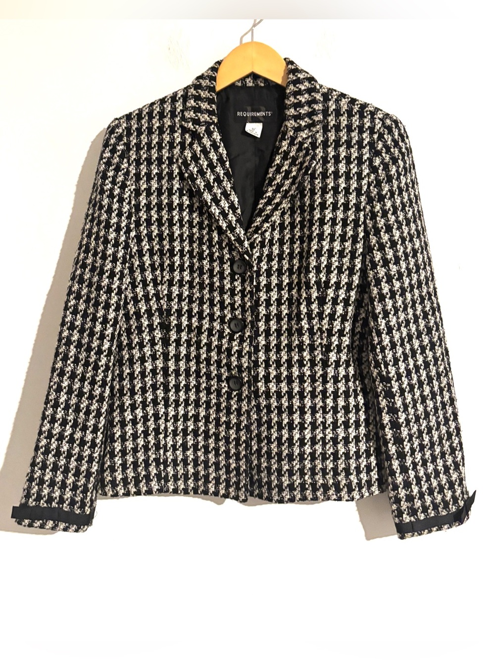 🌺Requirements Size 10 Black&White Houndstooth Tailored Retro Blazer